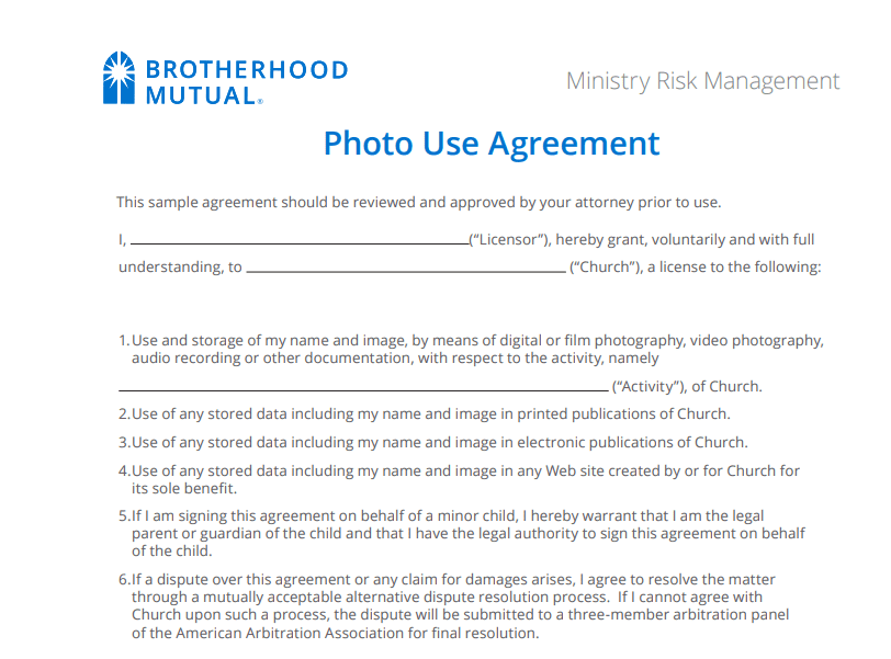 brotherhood mutual photo use agreement